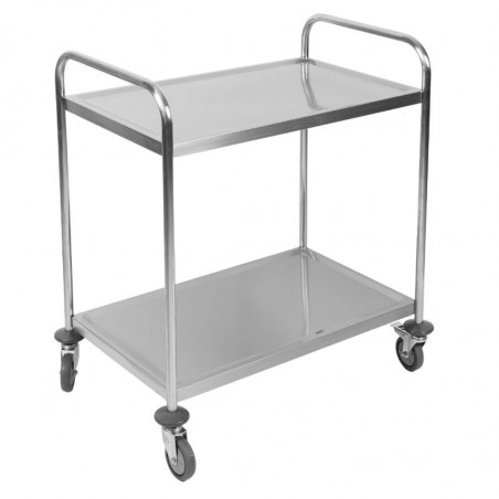 Chariot Inox 2 Plateaux Dynasteel - Professionnel restauration. Solide, maniable et robuste.