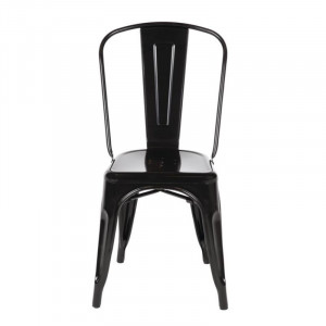 Stackable Bistro Chairs in Steel - Black - Set of 4 - Bolero