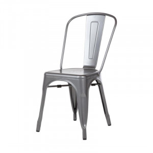 Chaises en Acier Gris Métallisé - Lot de 4 - Bolero