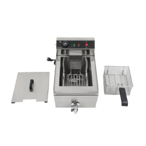 Professional Deep Fryer 13 L 3000 W with Drain - Stainless Steel