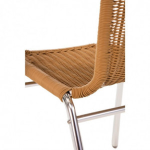 Rattan and Aluminum Armchairs - Set of 2 - Refurbished