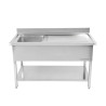 Sink 1 Bowl with Backsplash and Shelf - W 1200 x D 700 mm | Dynasteel