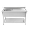 Sink 1 Bowl with Backsplash and Lower Shelf - W 1000 x D 600 mm - Dynasteel