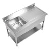 Stainless Steel Sink 1 Bowl 1200x600 mm, Right Drainer, Backsplash
