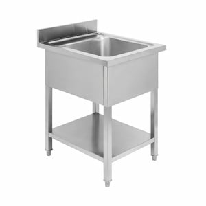 Plonge 1 Bac avec Dosseret et Etagère - L 600 x P 600 mm - Dynasteel