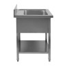 Sink 1 Basin with Backsplash and Shelf - L 600 x D 600 mm - Dynasteel