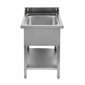 Plonge 1 Bac avec Dosseret et Etagère - L 600 x P 600 mm - Dynasteel