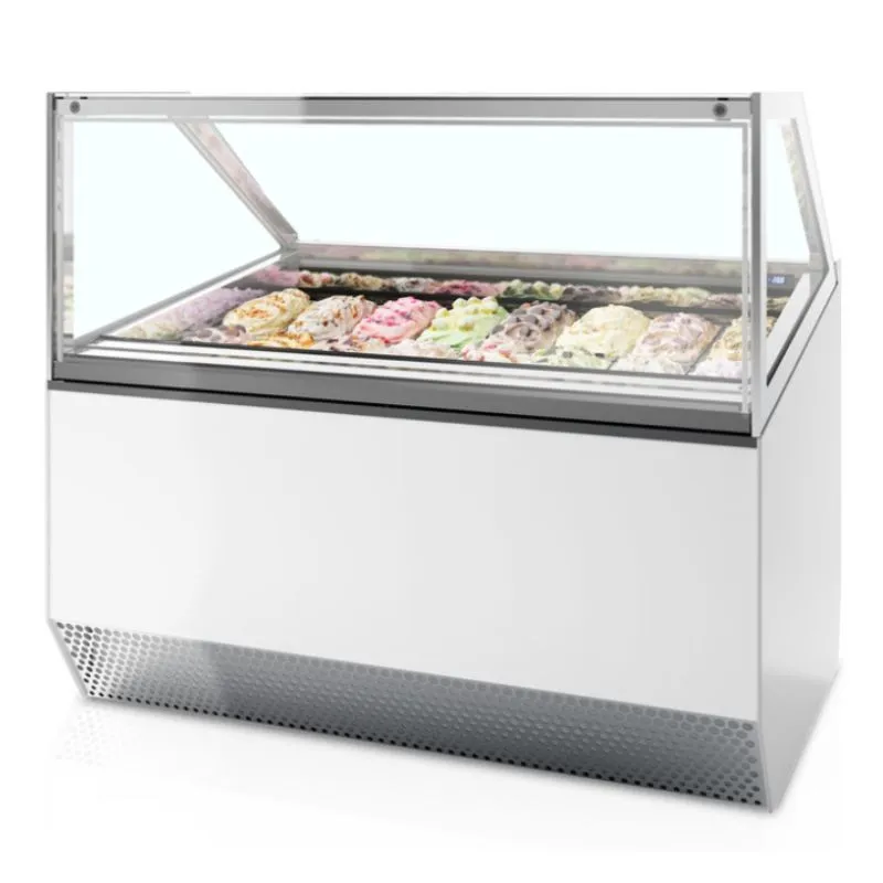 Vitrine na zmrzlinu s ventiláciou a rovnou prednou časťou - 16 x 5 L