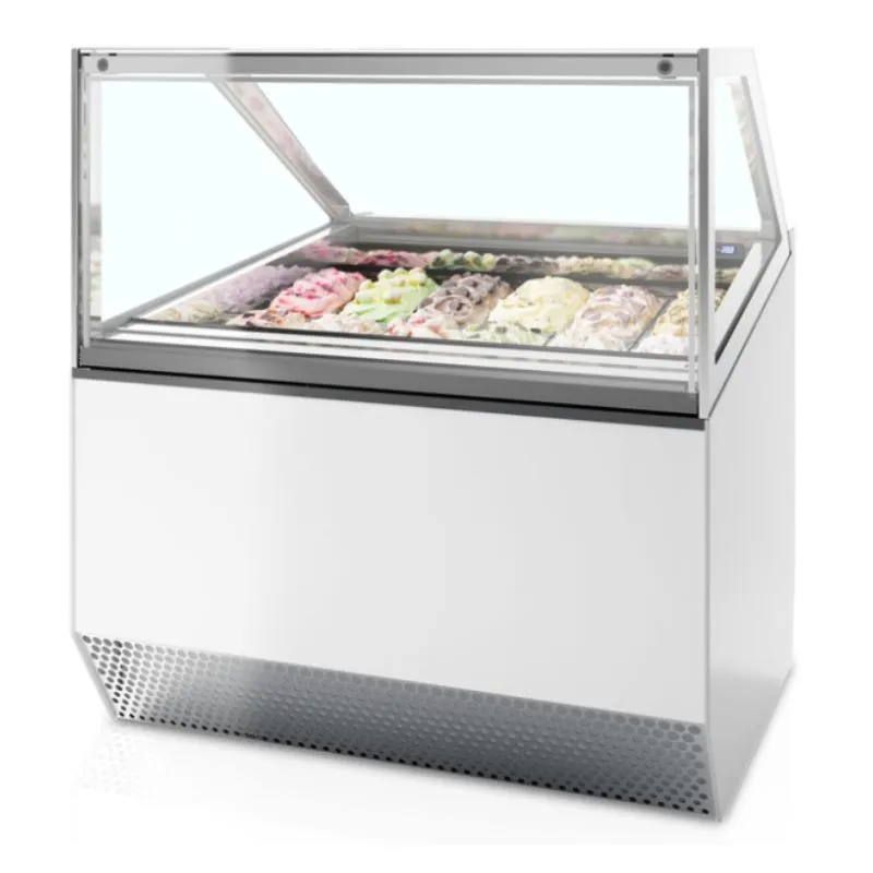 Vitrine na zmrzlinu s ventiláciou a rovnou prednou časťou - 12 x 5 L