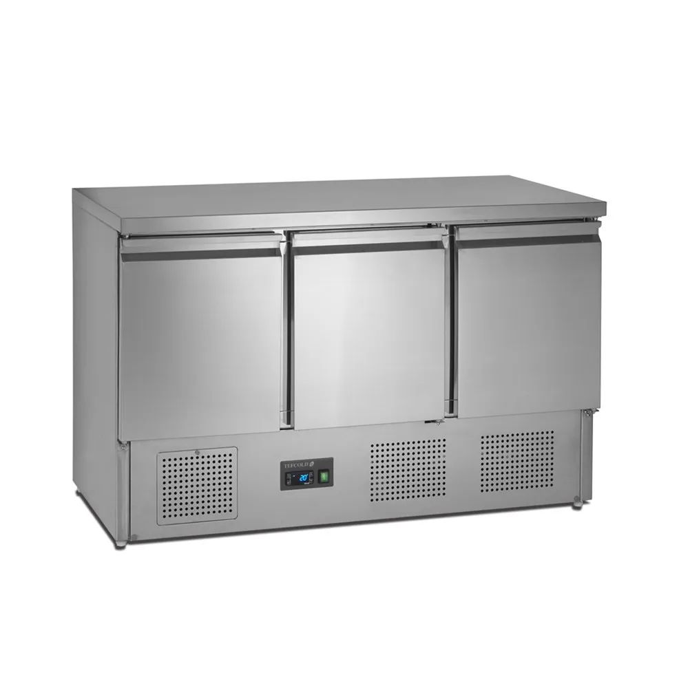 Saladette Chladiaca Pozitívna GN 1/1 z Nerezovej Ocele - 3 Dvere - 368 L - 4 GN 1/1