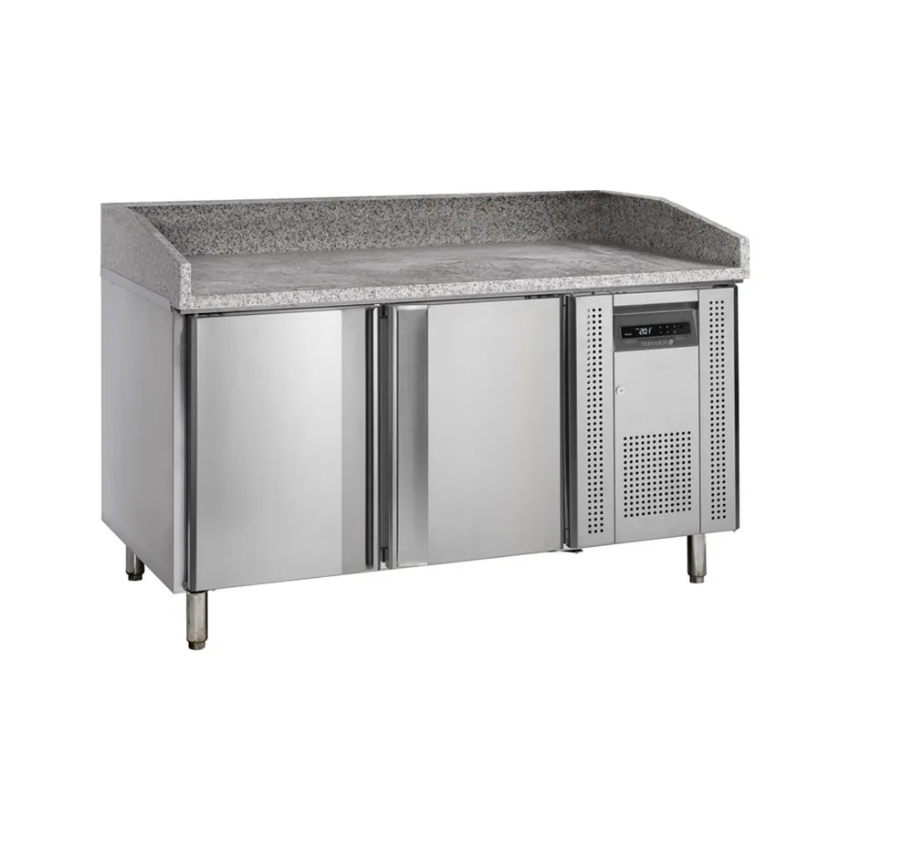 Stôl na pizzu z nehrdzavejúcej ocele - 400 x 600 mm - 2 dvere