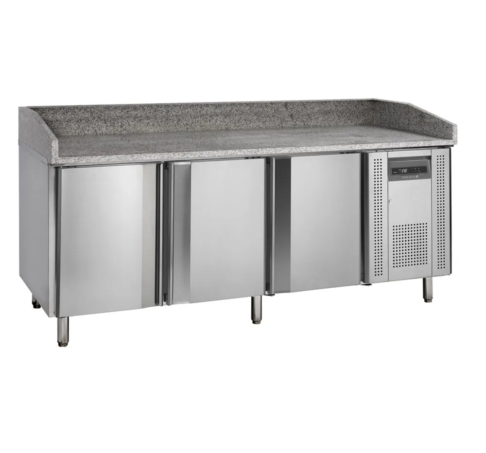 Stôl na pizzu z nehrdzavejúcej ocele - 400 x 600 mm - 3 dvere