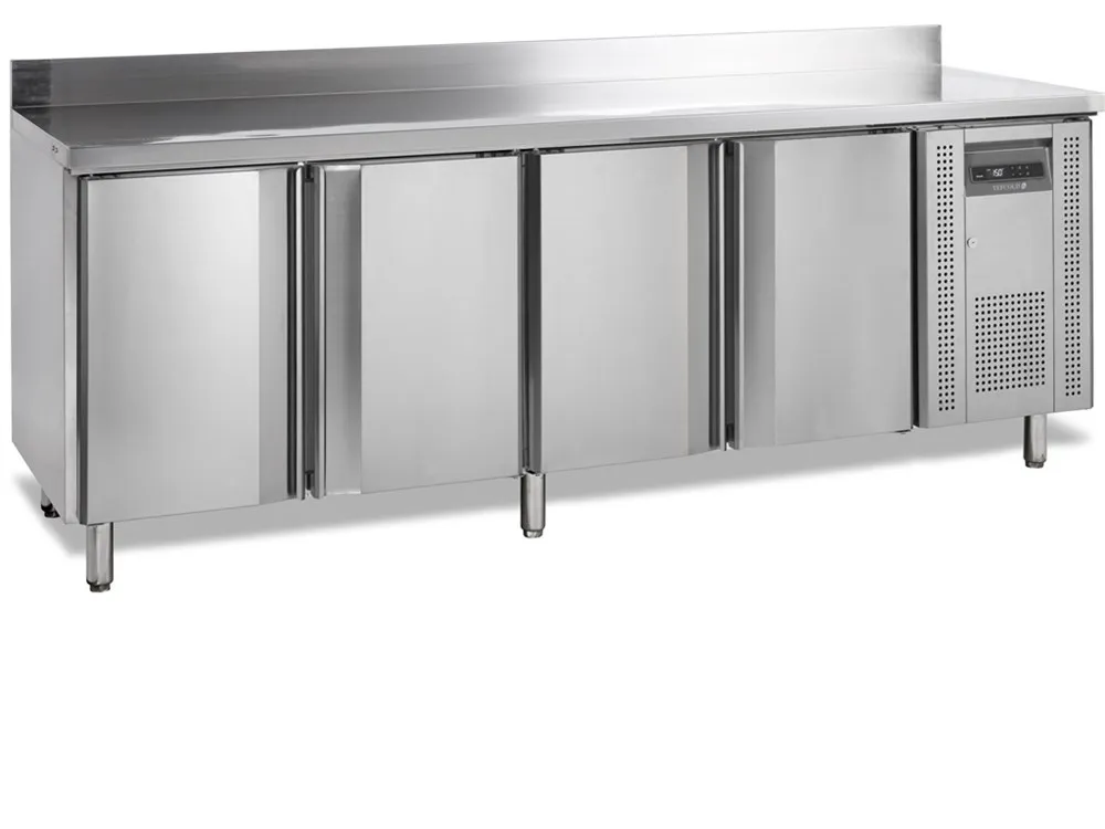 Negatívny chladiaci stôl s chrbátom - 4 dvere - GN 1/1
