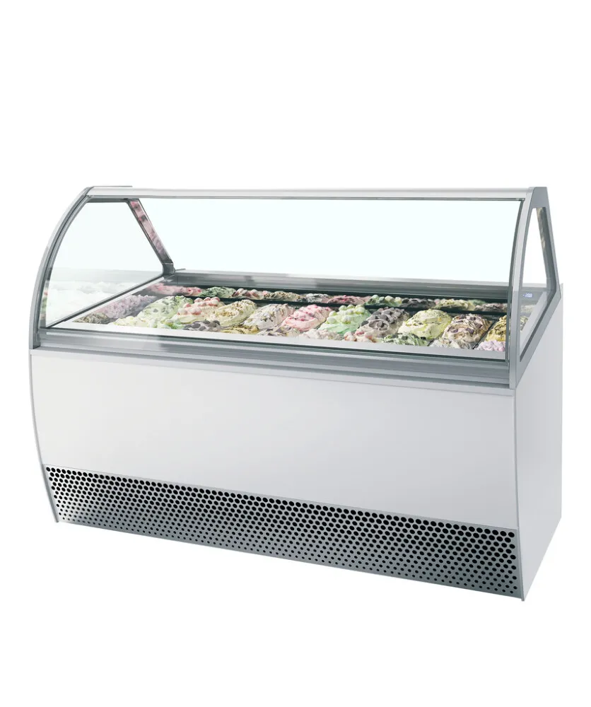 Vitrine na zmrzlinu s ventiláciou a oblúkovým čelom - 20 x 5 L