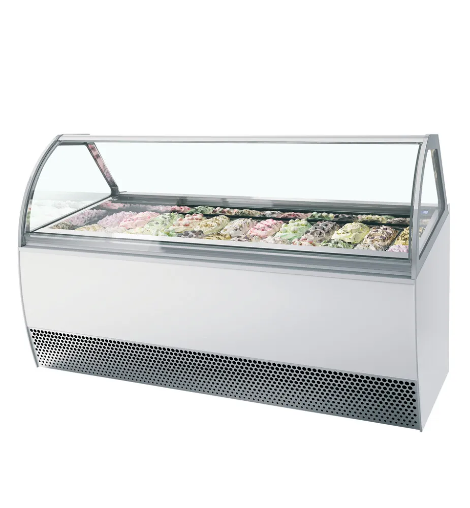 Vitrine na zmrzlinu s ventiláciou a oblúkovým čelom - 24 x 5 L