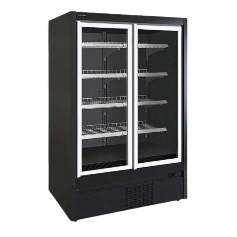 Negatívna čierna chladiaca vitrína do supermarketu - 3 dvere - 1270 L
