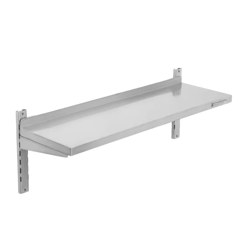 Nástenná polica z nehrdzavejúcej ocele na lištách - D 1000 x H 300 mm
