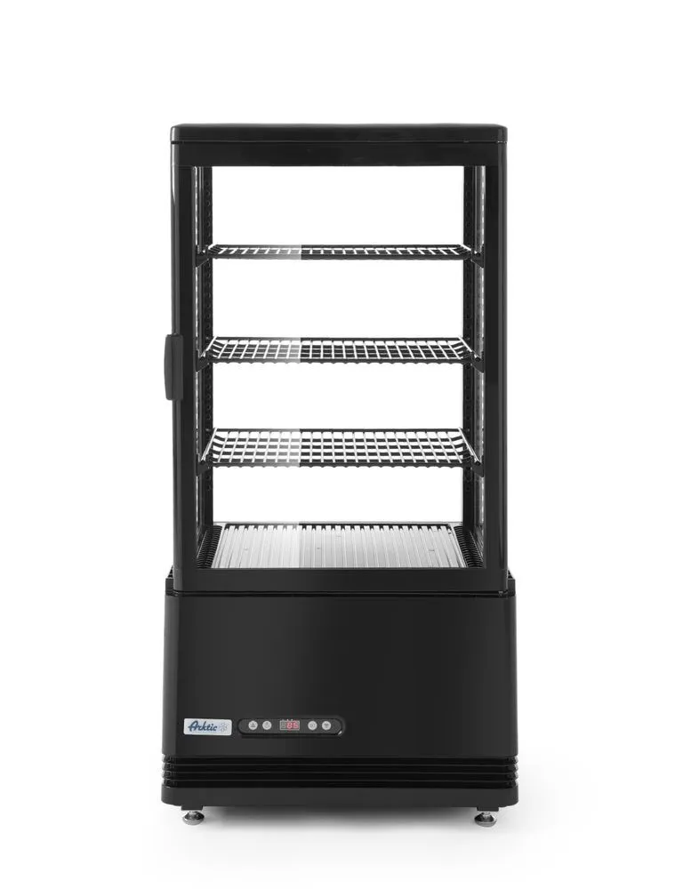 Čierna chladnička s 4 sklenenými stenami - 68 L
