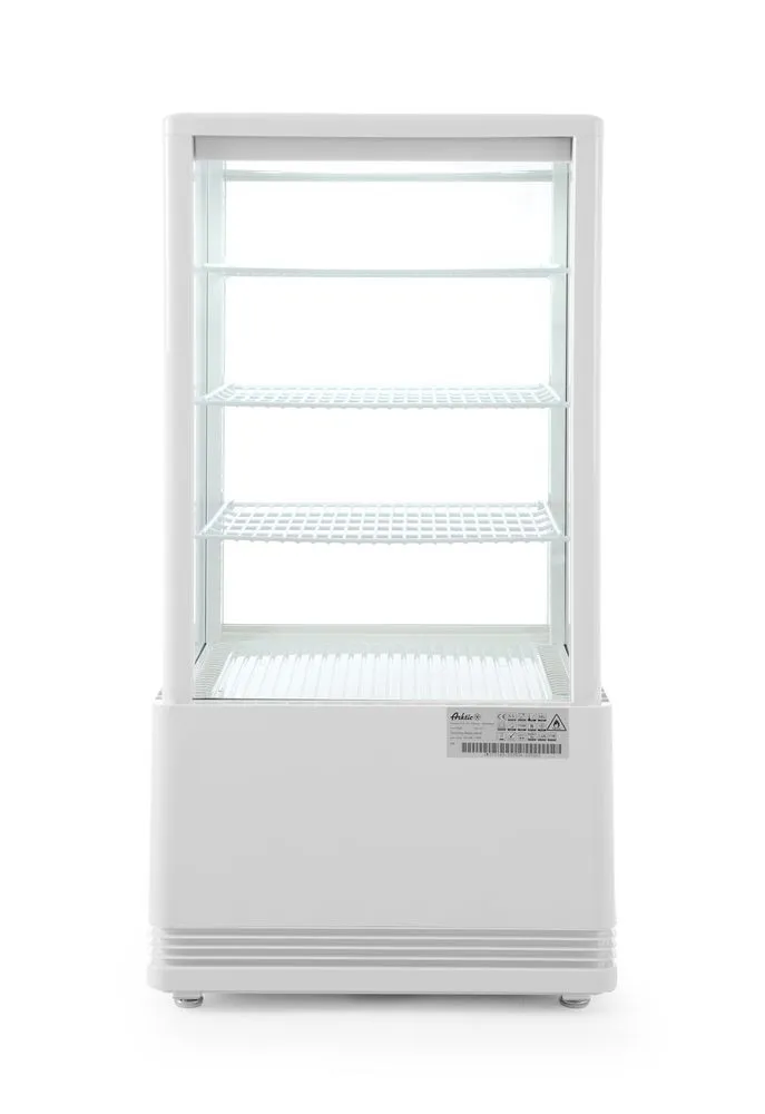 Vitrína na chladenie biela so 4 sklenenými stenami - 68 L