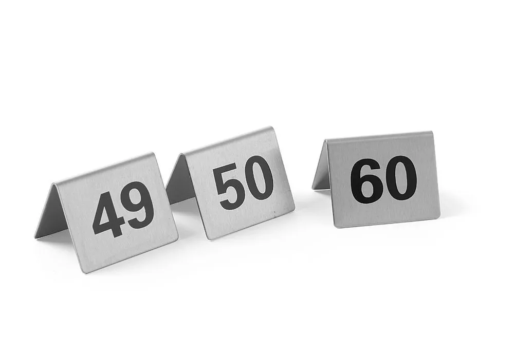 Sada 12 stolových stojanov s číslami od 49 do 60