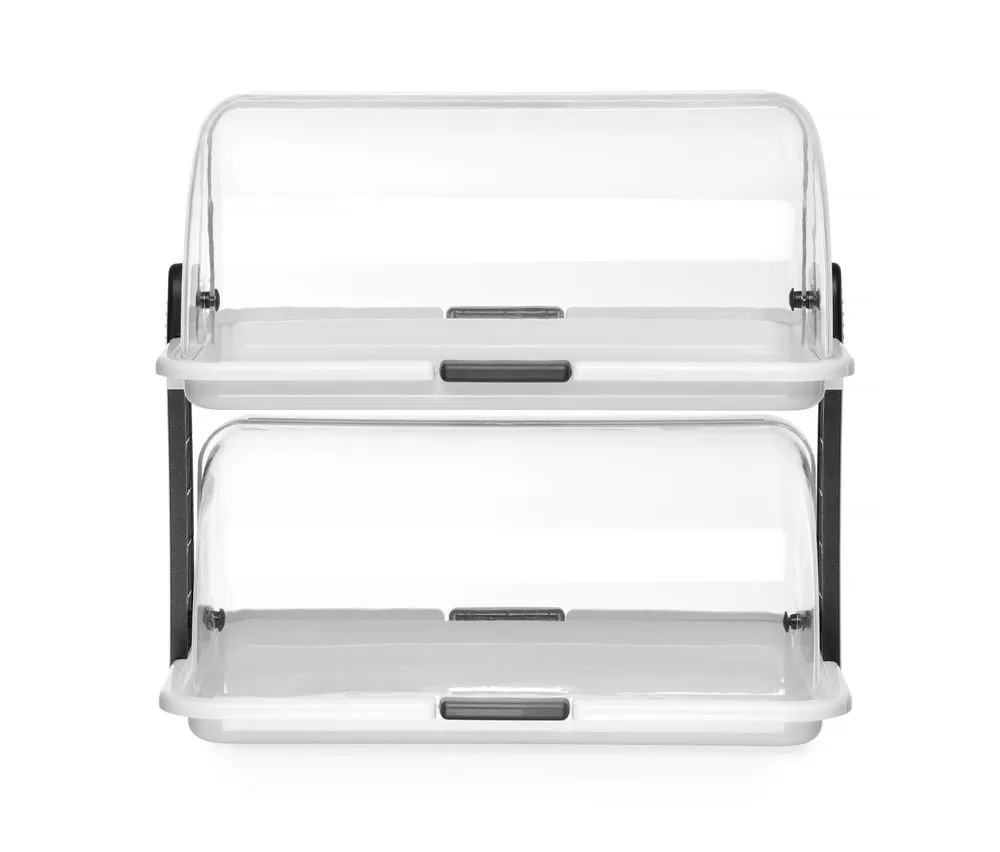Obdĺžniková vitrína s posuvnými vekami - 2 podnosy - 465 x 310 mm