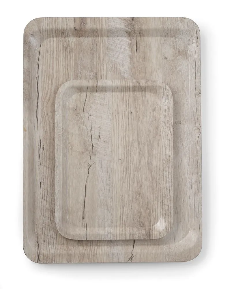 Podnos na servírovanie z melamínu s potlačou svetlého dreva - 350 x 240 mm