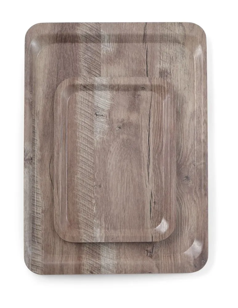Podnos na servírovanie z melamínu s tmavým drevom - 530 x 370 mm
