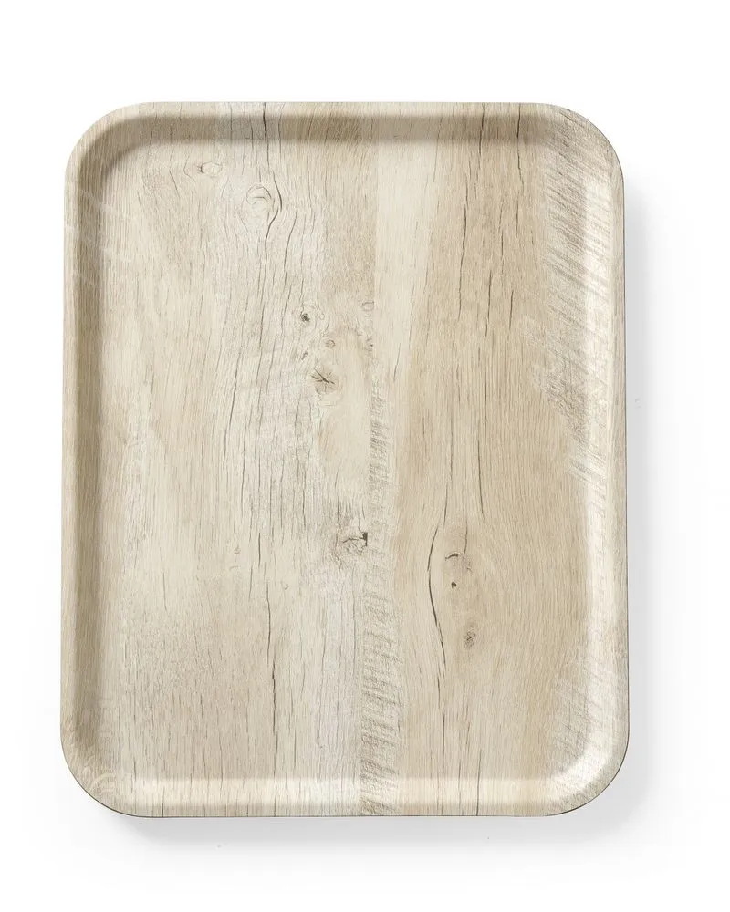 Podnos na servírovanie z melamínu s potlačou svetlého dreva - 430 x 330 mm