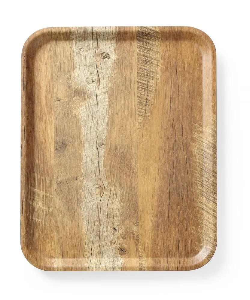 Podnos na servírovanie z melamínu s potlačou dreva - 430 x 330 mm