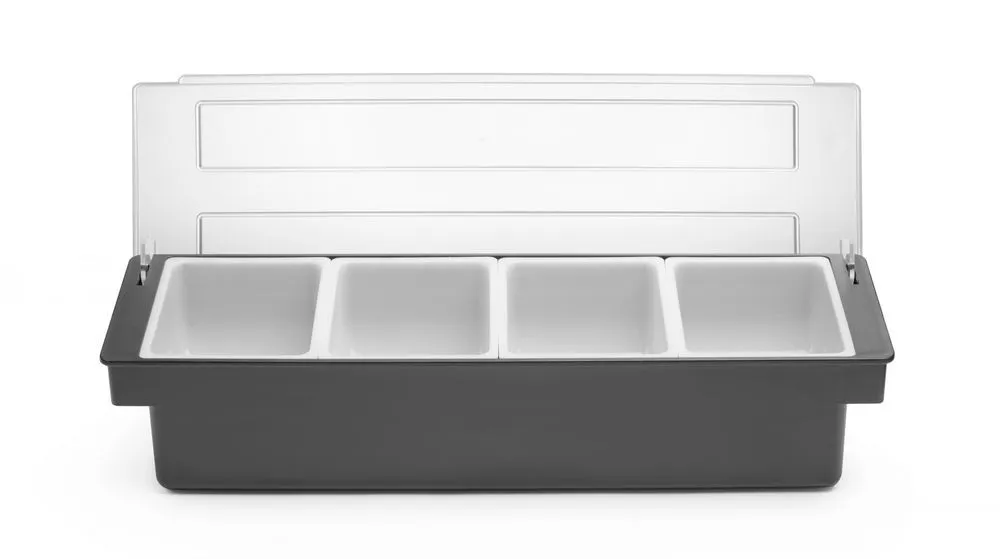 Box na ingrediencie - 4 oddelenia z čierneho ABS