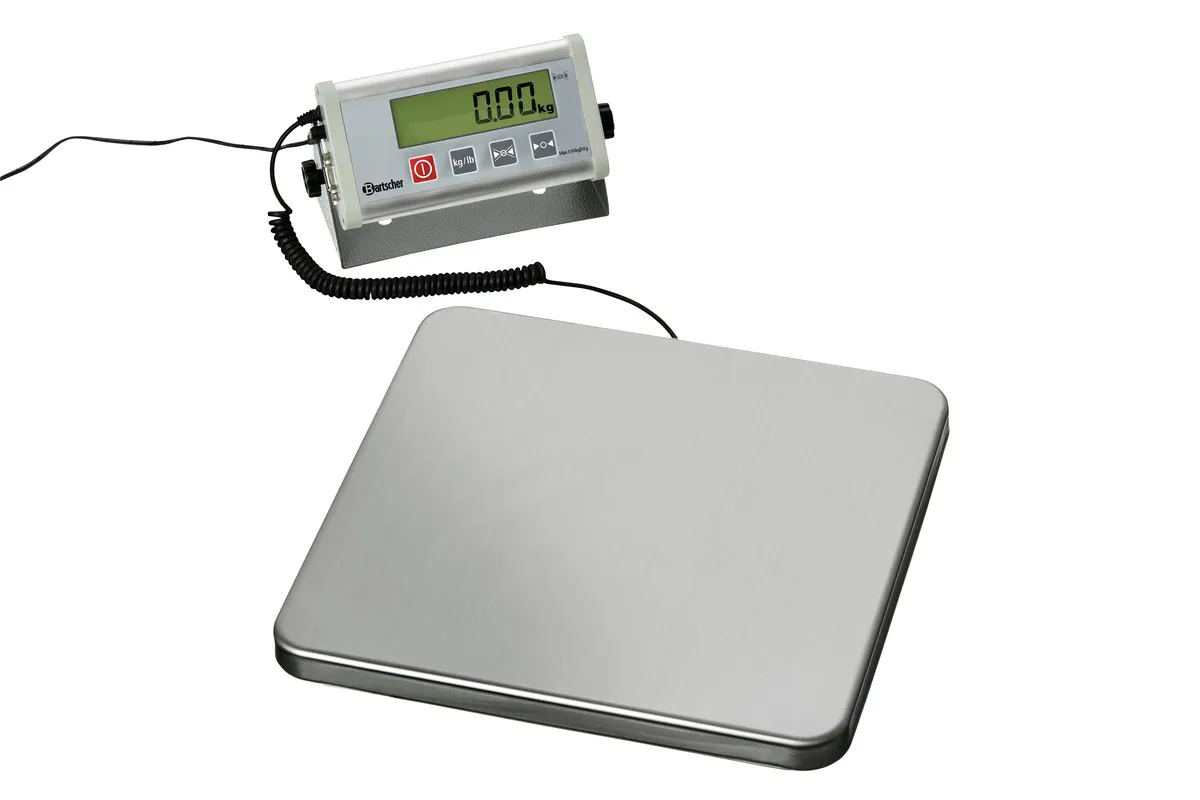 Elektronická váha s nástenným zobrazením, nosnosť 150 kg.