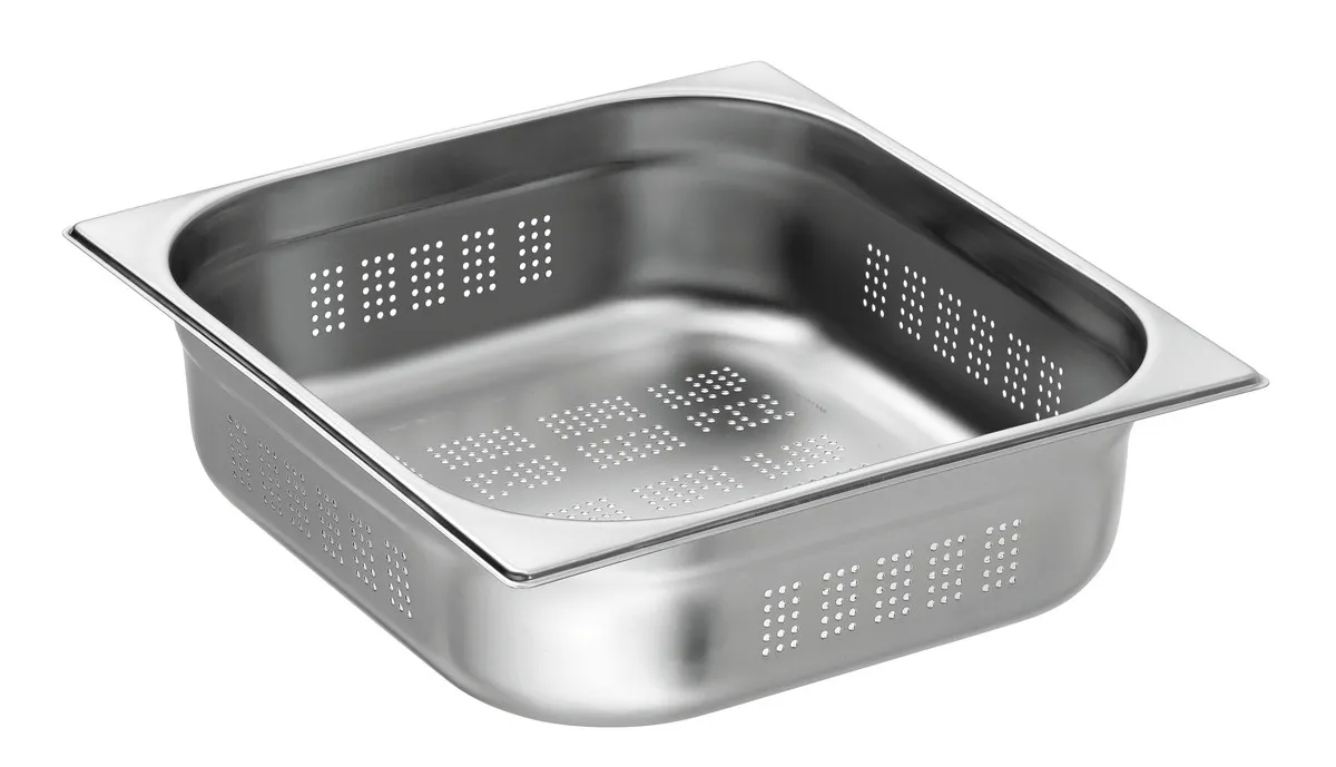 Bakalársky gastrobeh GN 2/3 s perforáciou z nerezovej ocele - Hĺbka 100 mm - 9 L