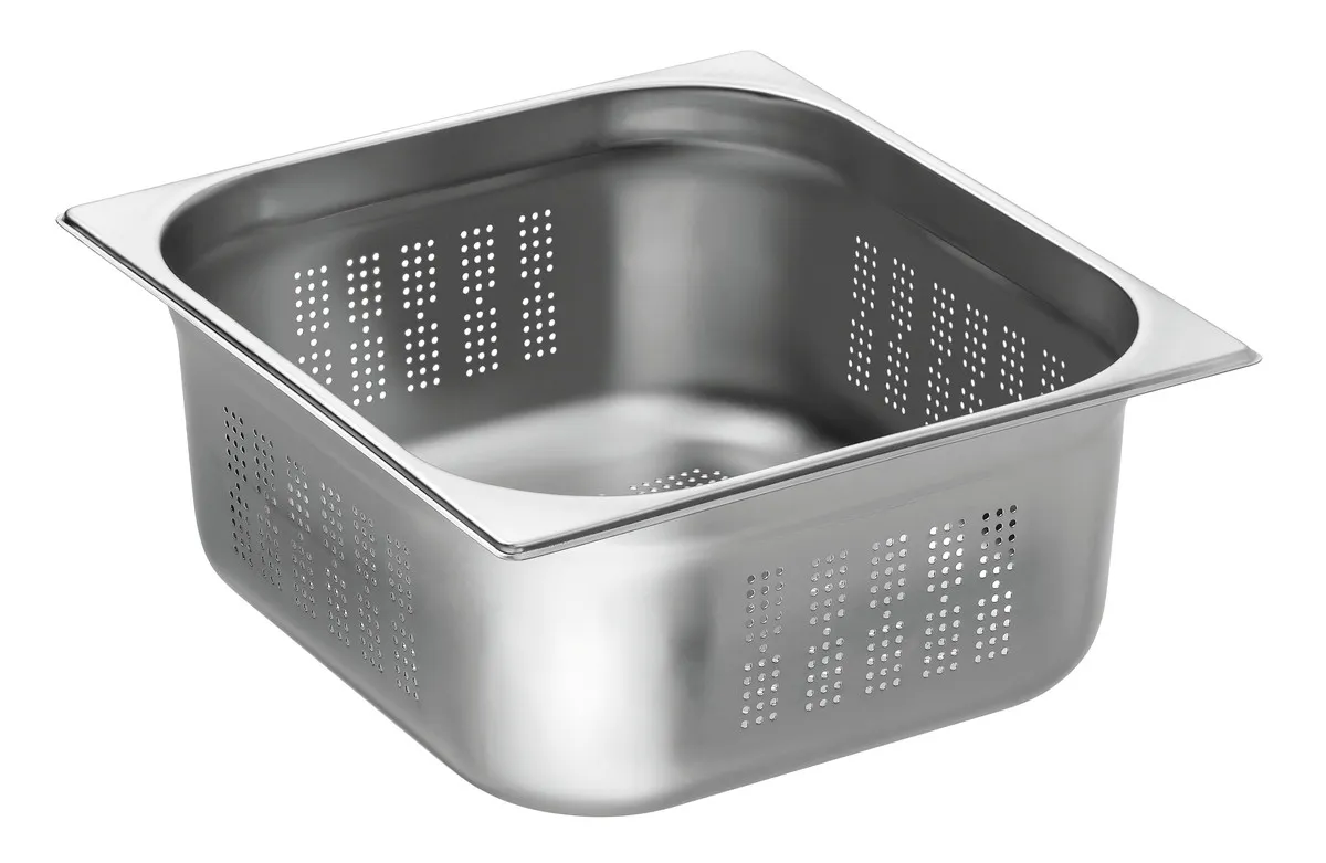Bakalárska gastro nádoba GN 2/3 s otvormi - nerez - Hĺbka 150 mm - 13 L