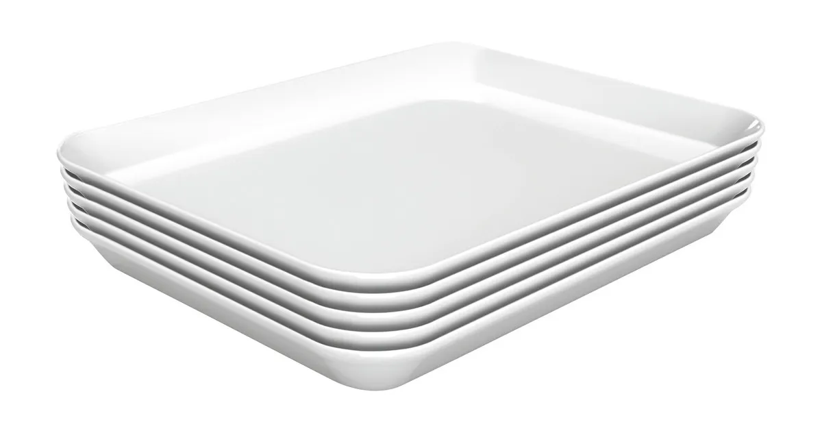 Biely melamínový servírovací tanier - D 150 x Š 190 x V 17 mm - Sada 5 ks