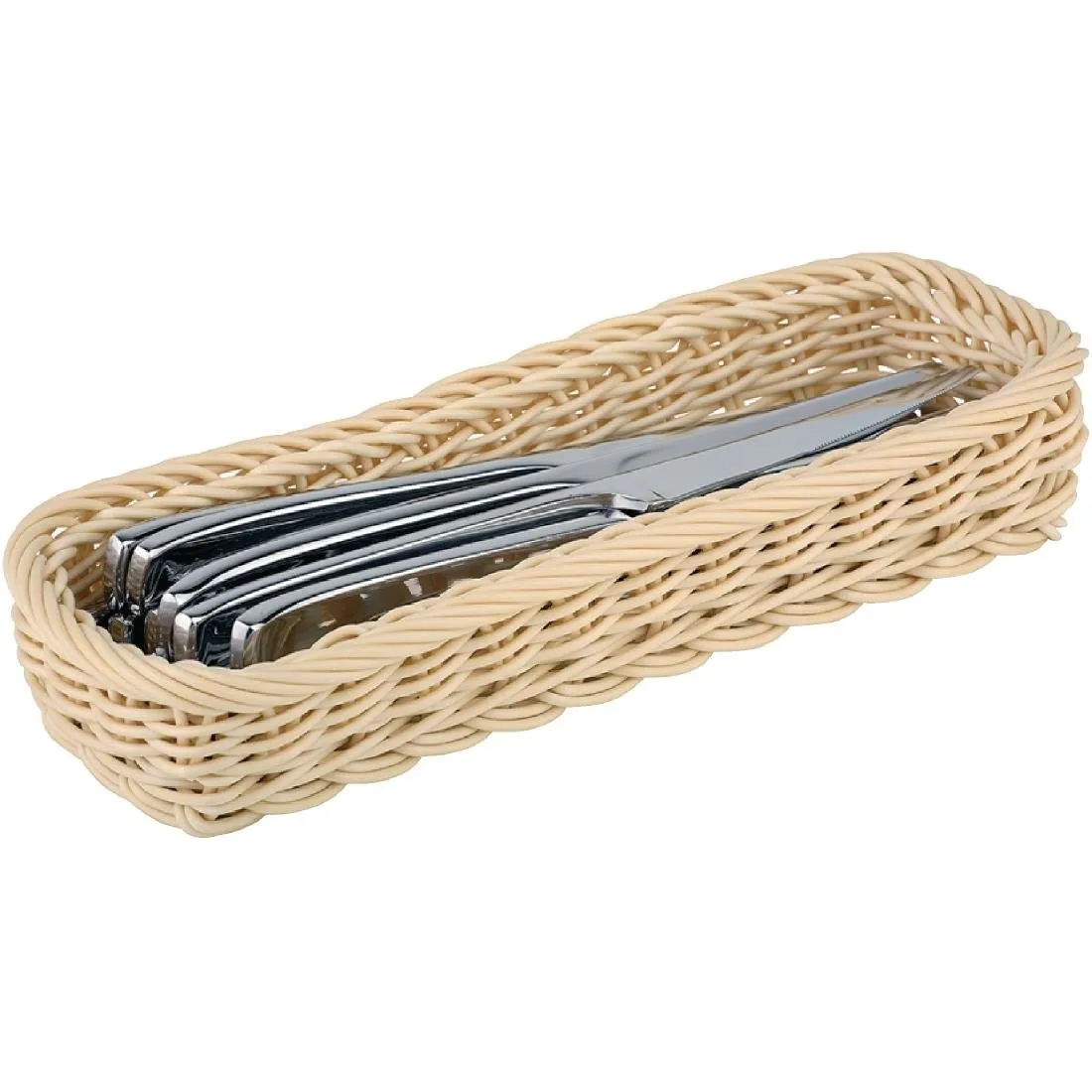 Obdĺžnikový košík na príbor z prútia a polypropylénu - 270 x 100 mm