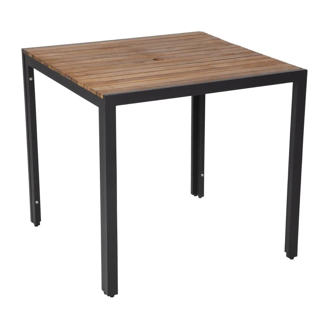 Oceľový a akáciový štvorcový stôl 80 cm