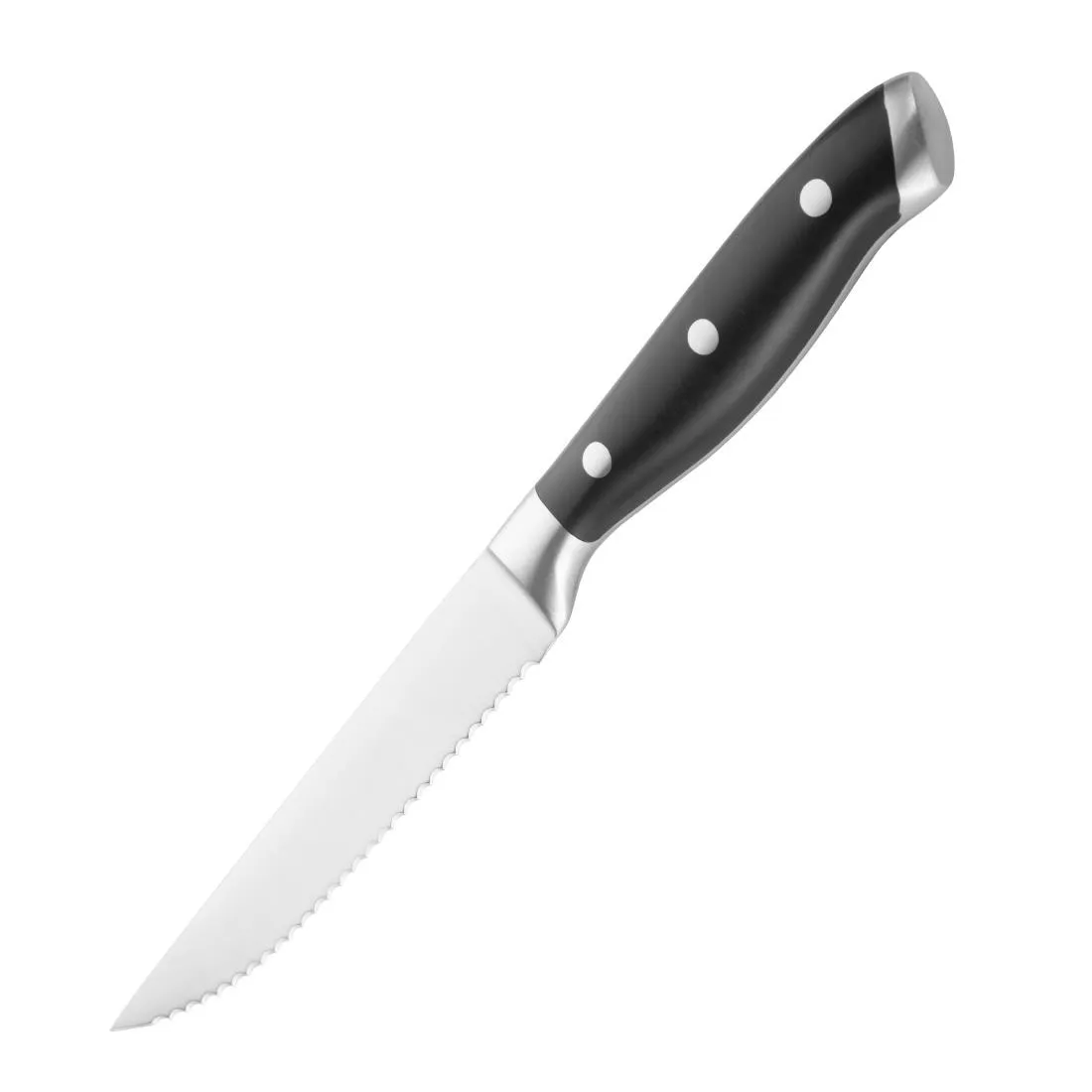Rivetský steakový nôž s čiernou rukoväťou z ABS - Sada 6 ks