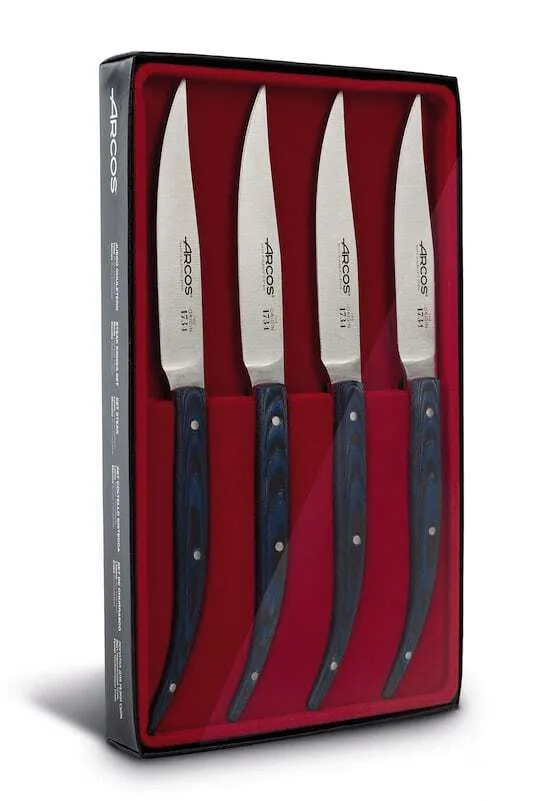 Sada steakových nožov 11 cm - modrý micarta