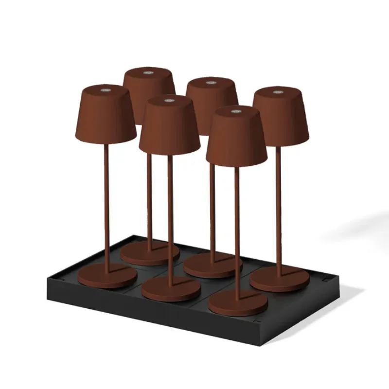 Dotyková LED stolná lampa Kelly Vintage s nabíjacou podložkou - Sada 6 ks