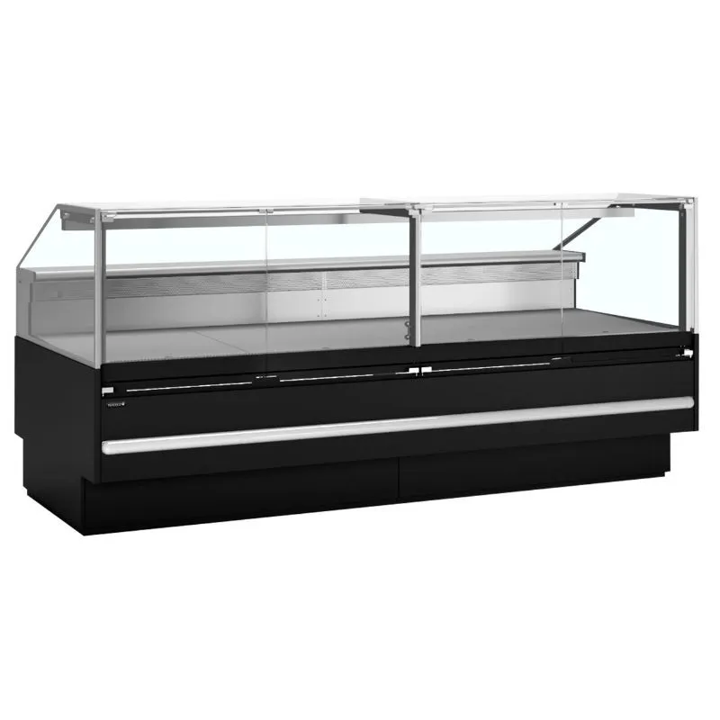 Čierna chladená vitrína do supermarketu - 627 L