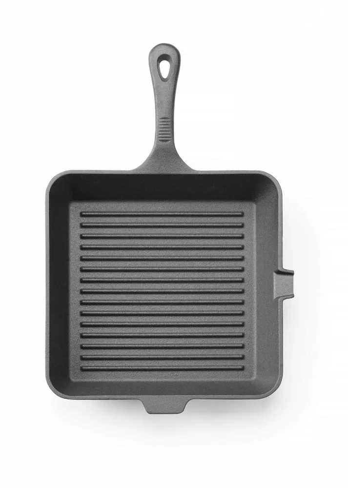 Štvorcová liatinová grilovacia panvica - 250 x 250 mm