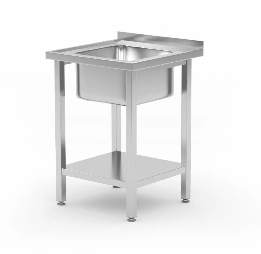Umývací Stôl 1 Drez v Strede Kitchen Line s Policou - P 600 x L 600 mm
