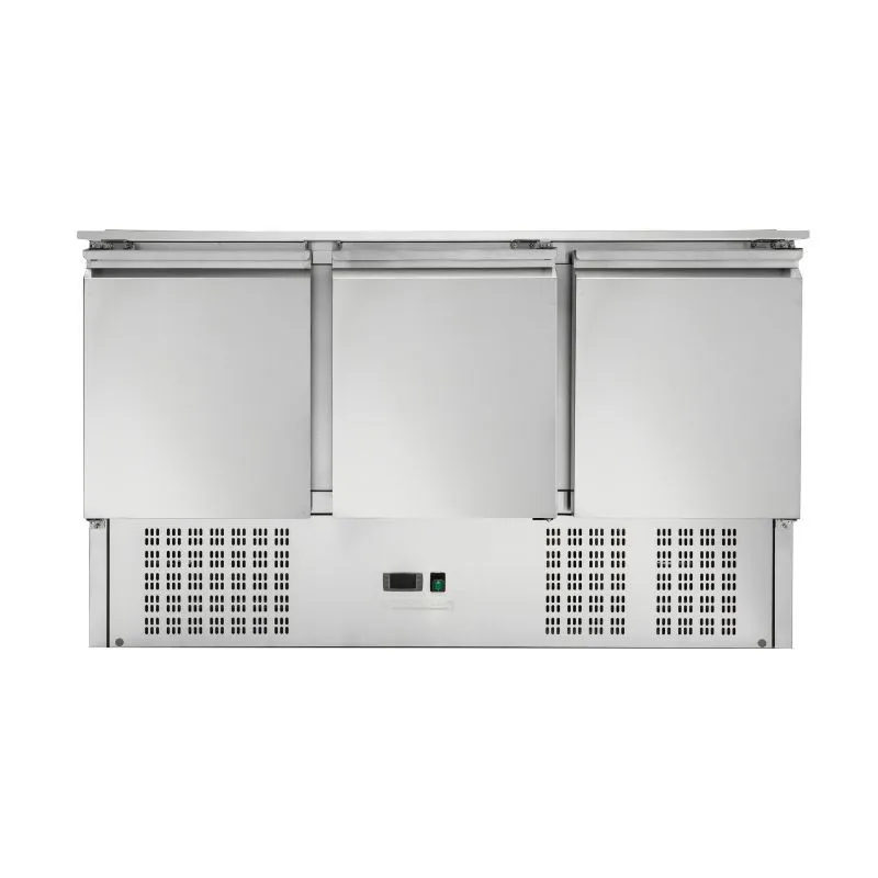 Saladette Compacte 3 Dvere - S Posuvným Krytom - 4 Nádoby GN 1/1 - Zrekonštruované