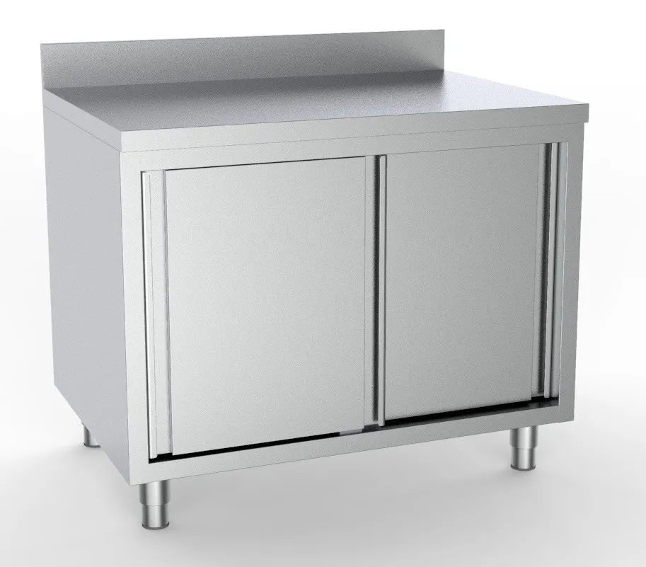 Nerezový nábytok s 2 dverami a zadným panelom - L 2000 x P 600 mm - Zrekonštruovaný