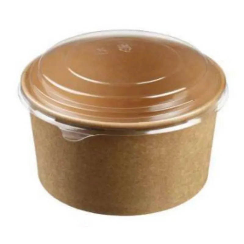 Miska na šalát z kraftu s viečkom - 1000 ml - ø 149 mm - Balenie 25 kusov