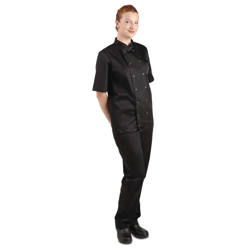 Veste de Cuisine Mixte Noire à Manches Courtes Vegas - Taille XL