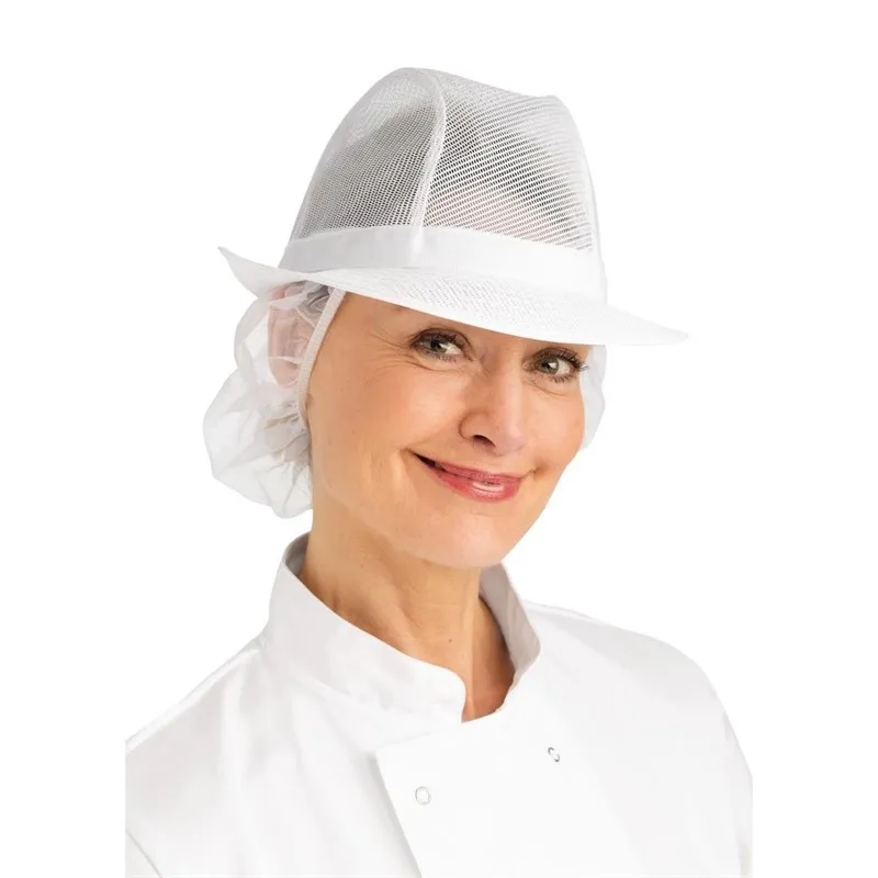 Biela Trilby klobúk s sieťkou - Veľkosť L