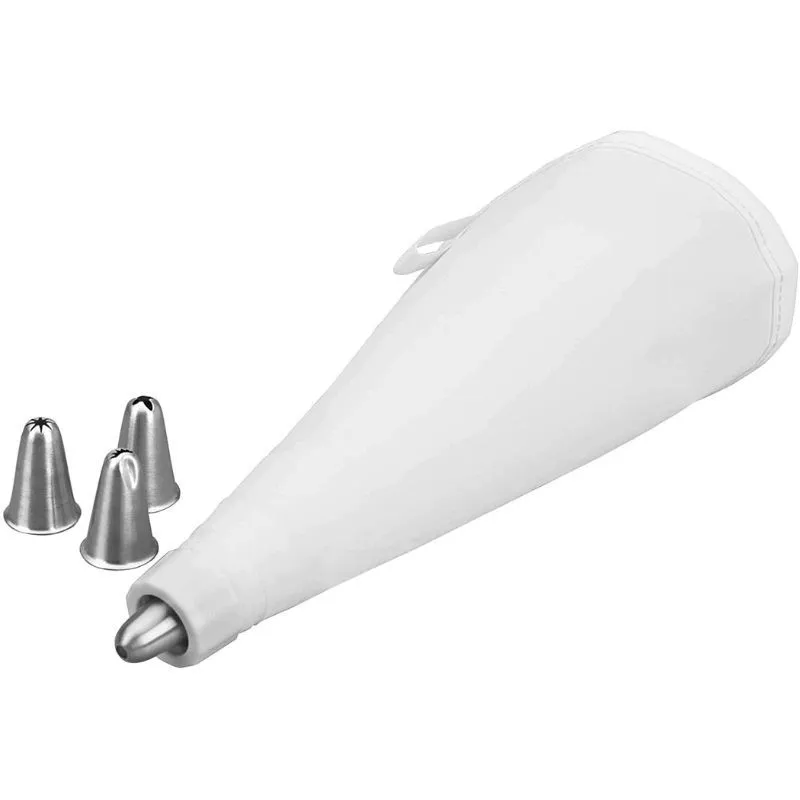 Silikónové vrecko na zdobenie + 4 nerezové trysky - 20 cm