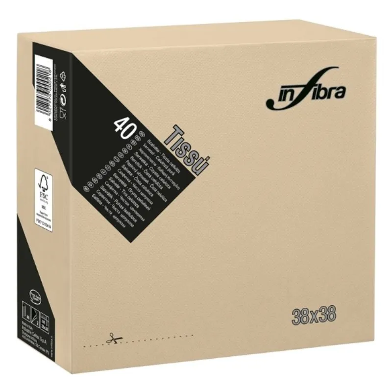 Servítky z celulózy 2-vrstvové 38 x 38 - Greige - Balenie 1440 kusov