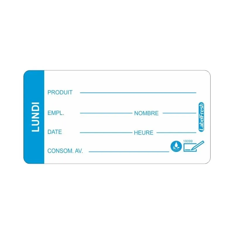 Etiketa s traktabilitou LabelFresh Soluble Pro - Pondelok - 60 x 30 mm - Balenie 250
